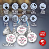 324 Hugs And Kisses From The New Mr. & Mrs. With Interlocking Hearts Wedding Stickers, Chocolate Drops Labels For Bridal Shower Engagement Party Decorations, Favors Decor For Kiss (Pink)