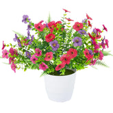 Artificial Flowers For Outdoors, 30 Bundles Multicolor Silk Fake Flowers With Ferns, Uv-Resistant Faux Plant, Spring Summer Decoration, For Home Planter Porch Patio Yard (Purple, Purple Red, Red)