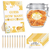 114 Pcs Bee Baby Shower Games Guess How Many Honeycombs Wooden Guessing Game Sign 100 Guessing Cards 10 Pencils 2 Stickers 1 Bottle For Guests Baby Shower Gender Reveal Party, No Honeycombs