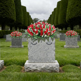 Artificial Cemetery Flowers For Grave,Headstone Flower Saddle For Grave Tombstone Decorations (Red)