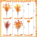30Pcs Fall Artificial Fake Flowers Plants Outdoor - Faux Thanksgiving Decorations For Home Autumn Outside Patio Front Porch Decor With Pumpkin Butterfly