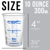 TCP Global 10 oz. (300ml) Graduated Plastic Mixing Cups - Box of 100 with 50 Mixing Sticks - Disposable Plastic Measuring Cups for Liquids, Paints, Resin, Epoxy, Art, Kitchen - Ratios 2-1, 3-1, 4-1 ML