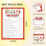Christmas Baby Shower Games - Winter Festival Themed Gender Reveal Party Cards With Santa Gnomes Design, Holiday Party Supplies
