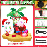 Christmas In July Santa Inflatables Decorations, 7 Ft Hawaiian Beach Vacation Snowman Outdoor Decorations, Build In Led