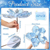 6 Pcs Large Christmas Glitter Flowers Velvet Christmas Magnolia Flowers 10 Inch Large Heads Artificial Poinsettia Picks Stems For Xmas Tree Ornaments Holiday Wedding Party Decor(Grayish Blue)