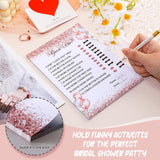 220 Pieces Bridal Shower Game Set 5 Sets (40 Cards Each) Wedding Game Cards And 20 Pieces Pencils Printed Words Editable Bride Groom Wedding Bachelorette Engagement Party Supplies(Pink Balloon)