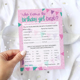 Who Knows The Birthday Girl Best 5X7 Cards, 10 Count - Sleepover Games, How Well Do You Know The Birthday Girl