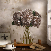 8 Pcs Coffee Brown Hydrangea Artificial Flowers 18 Inch Valentines Faux Hydrangea Flowers With Stems Fake Bouquet Bulk Realistic Floral For Spring Summer Wedding Home Table Indoor Decoration