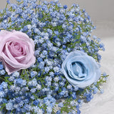 5 Pcs Babys Breath Artificial Flowers, Blue Long Stem Baby Breath Flowers Artificial Bulk, Real Touch Fake Babys Breath Gypsophila For Wedding Bridal Bouquet Party Arrangements Home Decor