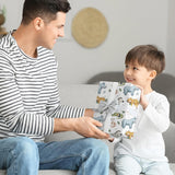 White Animals Wrapping Paper For Kids - Jungle Safari Gift Wrap With Cute Tiger, Zebra, Rhino, Monkey, Crocodile Design For Kids’ Birthday, Baby Shower - 28×40 Inches, 4 Folded Sheets