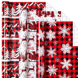 Red Wrapping Paper Roll - Mini Roll - 17 Inch X 120 Inch Per Roll - 3 Different Design Snowflake,Reindeer,Christmas Tree For Christmas Holiday(42.5Sq.Ft.Ttl)