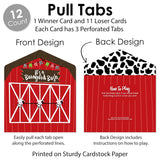 Big Dot of Happiness Farm Animals - Barnyard Baby Shower or Birthday Party Game Pickle Cards - Pull Tabs 3-in-a-Row - Set of 12