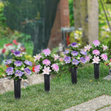 Set Of 4 Artificial Cemetery Flowers, Memorial Flowers Graveside Decoration With Vase For Mother'S Day Memorial Day Arrangements (Purple, 7Heads)