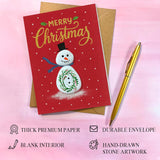 Handmade Snowman Christmas Greeting – Pebble Art Holiday Design With Envelope – Small Happy Holidays Mini, Winter-Themed Stationery, Unique Handmade Gift For Christmas