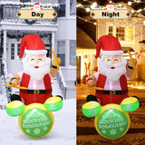 6Ft Christmas Inflatable Outdoor Decorations, Old Man Playing Drums Inflatable Patio Decorations With Led Lights For Ind