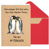 Valentines Day Card Husband From Wife - Cute Penguin Valentine'S Card For Husband Boyfriend Or Fiance, Romantic Valentine'S Cards From Wife Girlfriends, Valentines Day Gift For Him