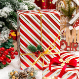 Gold Foil Stripes Wrapping Paper Mini Roll - 17 Inch X 32.8 Feet - Red & Gold Stripe Perfect For Christmas, Birthday, Holiday, Wedding, Baby Shower And All Occasions