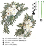 Faux Arch Flower Swag Set Of 2 For Wedding Welcome Signs Floral Swag Wedding Reception Ceremony Signs Decor (White)