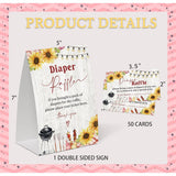Bbq Diaper Raffle For Baby Shower, Pack Of One 5X7 Sign And 50 Diaper Raffle Tickets, Backyard Baby Shower Decoration, Gender Neutral Party Supplies - Nb04