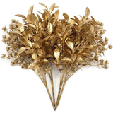 Artificial Gold Plants For Christmas, Golden Leaves Plastic Faux Gypsophila Fake Simulation Baby Breath Flowers For Home Indoor Outdoor Wedding Decoration Hall Table Planter Filler 4 Pack