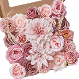Artificial Flowers, Dusty Pink Silk Fake Flowers For Diy Wedding Bridal Bouquets, Wedding Cake Flowers For Table Centerpieces Baby Shower Birthday Party Home Decorations