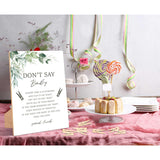 Greenery Don'T Say Baby Clothespin Game, Pack Of 1 Wooden Tabletop Sign With Stand And 50 Mini Natural Clothespins, Green Baby Shower Game, Gender Reveal Party Decorations - Qx10