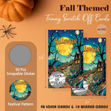 Halloween Scratch Off Cards, 50 Pcs Spooky Scratch Off Stickers For Date Night Family Party Activity, Pumpkin Raffle Tickets For Birthday Baby Shower Bridal Shower - A06