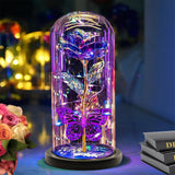 Valentines Day Gifts For Her Mom Women,Valentines Rose Gifts Forever Eternal Crystal Light Up Rose In A Glass Dome, Presents For Birthday Gifts For Her Daughter Sister Wife Grandma Purple
