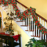 Flower Garland 8Pcs 63Ft Artificial Rose Vine Hanging Flower Vines With Green Leaves Floral Garland For Wedding Wall Arch Party Decor (Red)