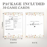 Baby Shower Game Cards, 30 Floral Theme Double-Sided Game Cards For Baby Announcement, Baby Predictions & Advice Game Cards, Spring Wildflower,Gender Reveal Party Favor, Activity - C04