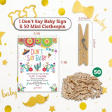 Don'T Say Baby Game For Baby Shower, 50 Wooden Clothespins And One Sign, Fiesta Taco Theme, Pins For Baby Shower Decorations, Gender Reveal Games, Baby Shower Supplies-Bb15