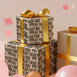 Gift Wrapping Paper Roll - Birthday Kraft Wrapping Paper Vintage Style Paper Perfect For Men Women Brown Kraft Paper With Black Pattern Gift Wrap For Birthday Party- 17 Inch X 120 Inch(10 Feet)