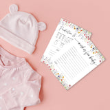 Wild Floral Baby Shower Game - Wishes For Baby,Prediction And Advice - 2 Games,30 Pcs Double Sided Theme Game Cards For Boy Girl, Gender Reveal Game, Baby Shower Favor And Decorations - A01