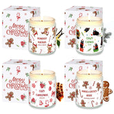 4 Pack Christmas Gifts Scented Candles Set 7Oz Soy Wax Winter Holiday Jar Candle Gingerbread Men Catmas Reindeer Box 4 Scents Xmas Cookies Vanilla Cream Apple Pie Cedar For Women And Mom