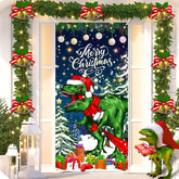 Christmas Dinosaur Door Cover Large Dinosaur Merry Christmas Door Banner Decorations Funny Winter Hanging Welcome Backdrop Yard Sign For Xmas New Year Holiday Indoor Outdoor Party Supplies 73X36Inch