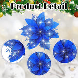 24 Pieces Poinsettia Christmas Decorations Glitter Poinsettia Flowers 5.5 Inch Poinsettias Artificial Christmas Flowers For Christmas Tree Ornament Party Decorations Wreath Garlands(Royal Blue)