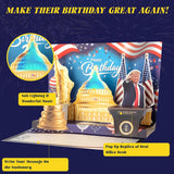 Birthday Card, Talking Donald President Greeting Cards With Real Voice Message & Light For Men And Women, Parents, Couples (Birthday -Golden Freedom)