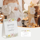 Wildflower How Many Socks Game (1 Standing Sign + 50 Guessing Cards), Baby In Bloom Decorations, Baby Shower Game Ideas-Gs01