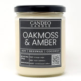Oakmoss & Amber Scented Jar Candle, 14 Oz - Made With Beeswax, Coconut And Soy - Handmade In The Usa -