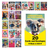 Leanin' Tree Wild Ones - Made In USA - 20 Assorted Cards with Envelopes All Occasion, Birthday Cards Funny Enough to Make You Laugh, Includes Birthday, Encouragement, Friendship, Thank You and More