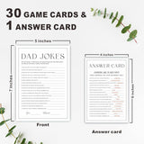 Baby Shower Party Games- Minimalism Black &White-Dad Jokes Game For Guest-30 Game Cards & 1 Answer Card-Wishes For Baby-Baby Announcement Gender Reveal Game Card 07