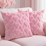 Valentine’S Day Heart Pillow Covers 18X18 Set Of 2 – Soft Plush Faux Fur Jacquard Throw Pillow Cases, Love Heart Cushion Covers For Sofa Couch Bedroom Holiday Home Decor