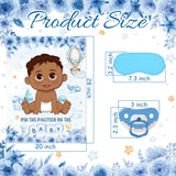 Pin The Pacifier On The Baby Game, Blue Baby Shower Party Decoration Include Large Poster With Blindfold 48 Pacifier Stickers Game For Blue Bear Birthday Party Supplies(Brown)