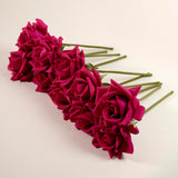 Real Touch Roses, Artificial Roses | 10Pcs Faux Mini Roses Bouquet,Real Touch Fuchsia Roses For Wedding Centerpiece, Home & Party Decor (Fuchsia)