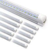 10 Pack 8FT LED Shop Light Fixtures 90W 12000LM 6500K V Shape Linkable Garage Lights