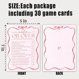 5" X 7" Pink Bow Bridal Shower Game Cards - Under Or Over - 30Pcs Double-Sided Fill-In Wedding Game Cards, Engagement & Wedding Party, Activities & Decor- A04