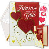 Foil & Glittery 5.5X8In Handmade Individual Valentines Day Card For Wife Or Girlfriend With Heart Cutout, Envelope & Stickers For Romantic Partner, Printed Message Inside, Gifting & Mailing