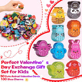 150Pcs Valentines Day Cards Sets For Kids School Classroom, 50 Pcs Cute Animal Valentine'S Cards With 100 Pcs Shoe Charms Bulk Gifts For Kids Boys Girls, Kid’S Happy Valentines Day Exchange Cards