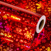 Christmas Wrapping Paper, Red Holographic Snowflake Gift Wrap For Birthday,Wedding,Baby Shower - Mini Roll 17Inch*32.8Ft