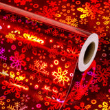 Christmas Wrapping Paper, Red Holographic Snowflake Gift Wrap For Birthday,Wedding,Baby Shower - Mini Roll 17Inch*32.8Ft